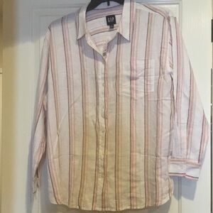 GAP Womens Tops, Linen Button Down Long Sleeve Shirts